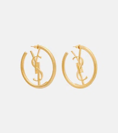 Saint Laurent Cassandre Hoop Earrings In Gold