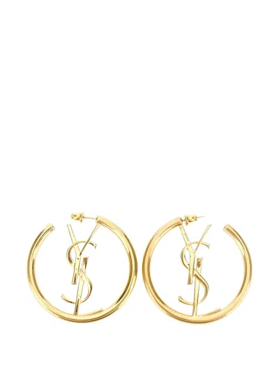 Saint Laurent Cassandre Hoop Earrings In Gold