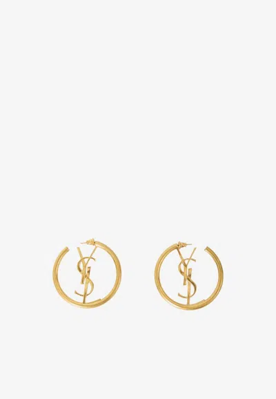 Saint Laurent Cassandre Hoop Earrings In Gold