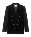 Saint Laurent Velvet Double-breasted Jacket Button Detailing In Black