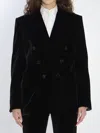 Saint Laurent Cassandre Jacket In Velvet In Black