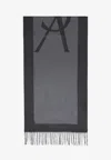 Saint Laurent Cassandre Jacquard Silk Scarf In Gray