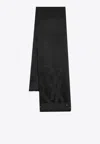 Saint Laurent Embroidered Logo Rectangular Scarf In Cashemre Jacquard Accessories In Black