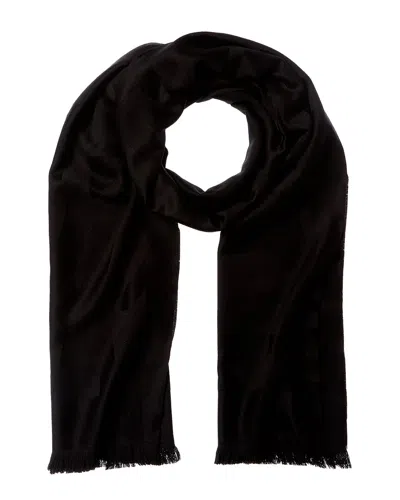 Saint Laurent Cassandre Jacquard Wool Scarf In Black