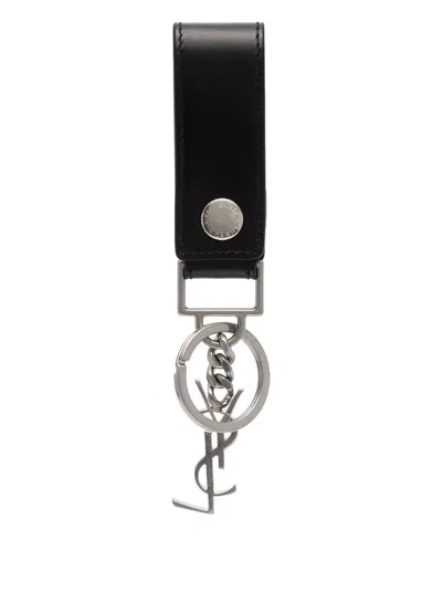 Saint Laurent Monogram Keyring Made Of Leather In Black