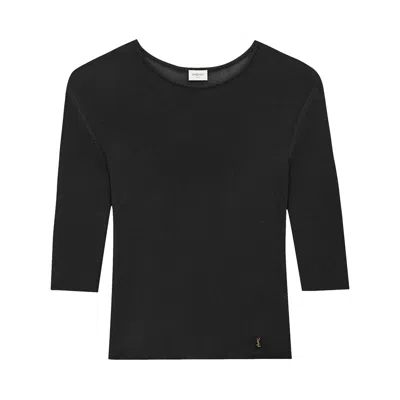 Pre-owned Saint Laurent Cassandre Knit Top 'black' | Women's Size L