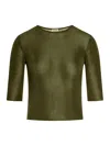 Saint Laurent Cropped Top With Cassandre In Green