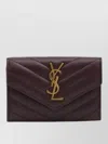 Saint Laurent Cassandre Lambskin Chevron Envelope Wallet In Burgundy