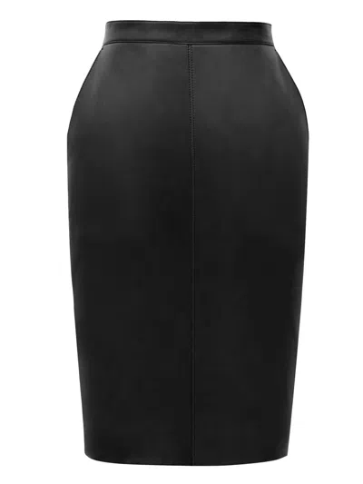 Saint Laurent Cassandre Lambskin Pencil Skirt In Black
