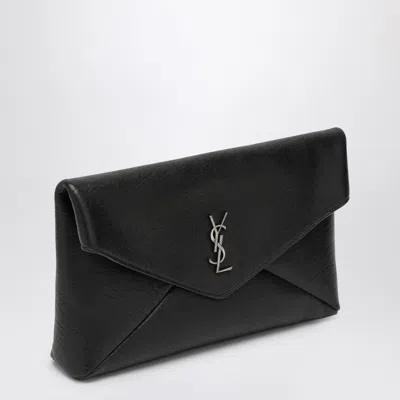 Saint Laurent Cassandre Large Black Envelope Clutch Bag With Logo Men