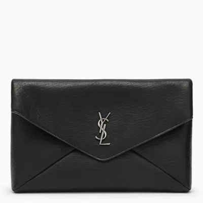 Saint Laurent Cassandre Large Black Envelope Clutch Bag With Logo Men
