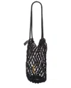 Saint Laurent Cassandre Large Crochet Tote In Black