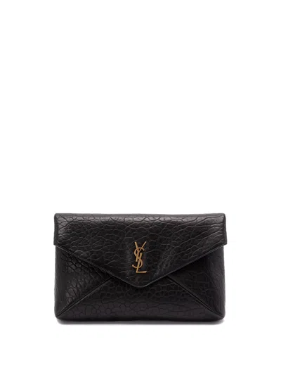 Saint Laurent `cassandre` Large `envelope` Pouch In Black