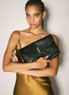Saint Laurent Cassandre Textured-leather Clutch In Black