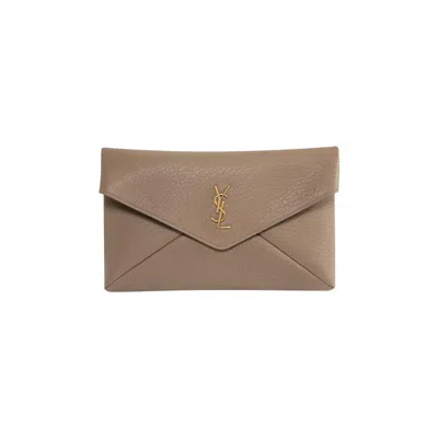Pre-owned Saint Laurent Cassandre Large Envelope Pouch 'dusty Grey' | Women's Size Onesize