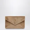 Saint Laurent Cassandre Large Envelope Pouch In Gold Suede In Yellow