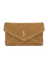 Saint Laurent Cassandre Large Envelope Pouch In Rope In Brown