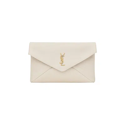 Pre-owned Saint Laurent Cassandre Large Envelope Pouch 'soft Cream'