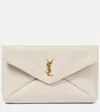 Saint Laurent Busta Leather Clutch Bag In Neutrals