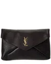 Saint Laurent Cassandre Large Leather Envelope Pouch In Black