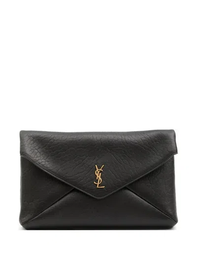 Saint Laurent Cassandre Large Pouch In Black