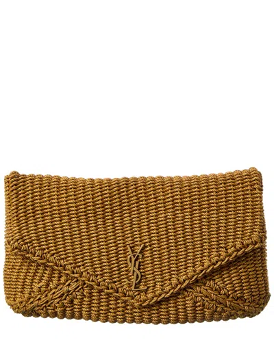 Saint Laurent Cassandre Large Rope Envelope Pouch In Brown
