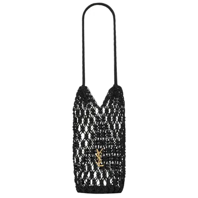 Pre-owned Saint Laurent Cassandre Large Tote In Crochet 'nero' | Black | Women's Size Onesize