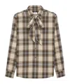 Saint Laurent Cassandre Lavallière Shirt In Cotton Tartan