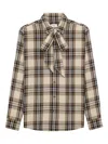 Saint Laurent Tartan Check Long-sleeved Shirt In Neutral