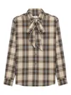 Saint Laurent Tartan Check Long-sleeved Shirt In Neutral