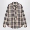 Saint Laurent Cassandre Checked Buttoned Shirt In Gray