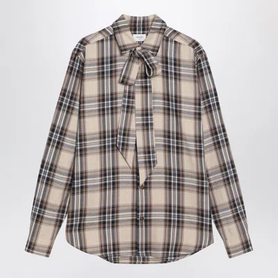 SAINT LAURENT SAINT LAURENT CASSANDRE LAVALLIÈRE SHIRT IN TARTAN