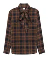 Saint Laurent Plaid Shirt Featuring Bow Detail And Pockets In Multi