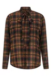 Saint Laurent Plaid Shirt Featuring Bow Detail And Pockets In Multi