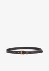 Saint Laurent Cassandre Leather Belt In Brown