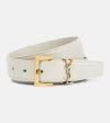 Saint Laurent Monogram Leather Belt In Beige