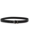 Saint Laurent Cassandre Leather Belt In Black