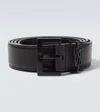 Saint Laurent Cassandre Leather Belt In Black