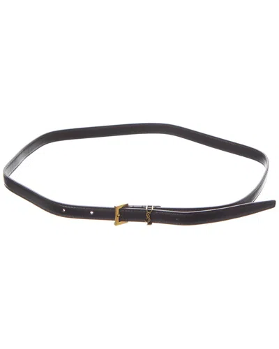 Saint Laurent Cassandre Leather Belt In Black