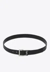 Saint Laurent Cinturon Negro Hebilla Logo Plateado In Black