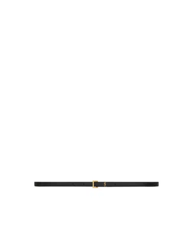 Saint Laurent Cassandre Leather Belt In Black