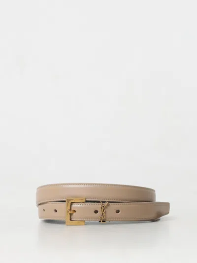 Saint Laurent Cassandre Leather Belt In Brown
