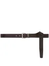 Saint Laurent Cassandre Leather Belt In Brown