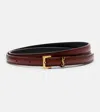 Saint Laurent Cassandre Leather Belt In Burgundy