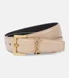 Saint Laurent Monogram Leather Belt In Dark Beige