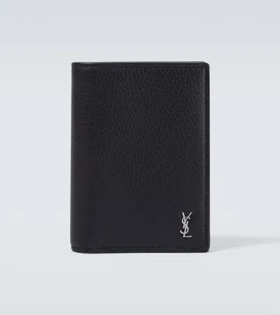 Saint Laurent Cassandre Leather Bifold Wallet In Black