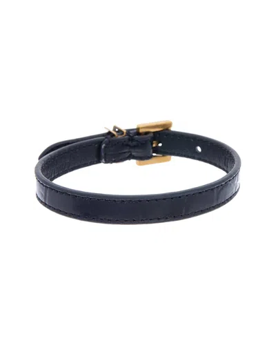 Saint Laurent Cassandre Leather Bracelet In Black