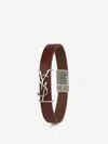 Saint Laurent Ysl Single Wrap Leather Bracelet In Brown