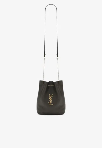 Saint Laurent Cassandre Leather Bucket Bag In Green