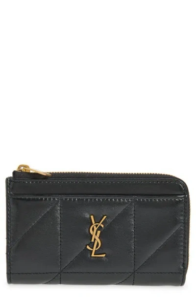 Saint Laurent Cassandre Leather Card Case In Black